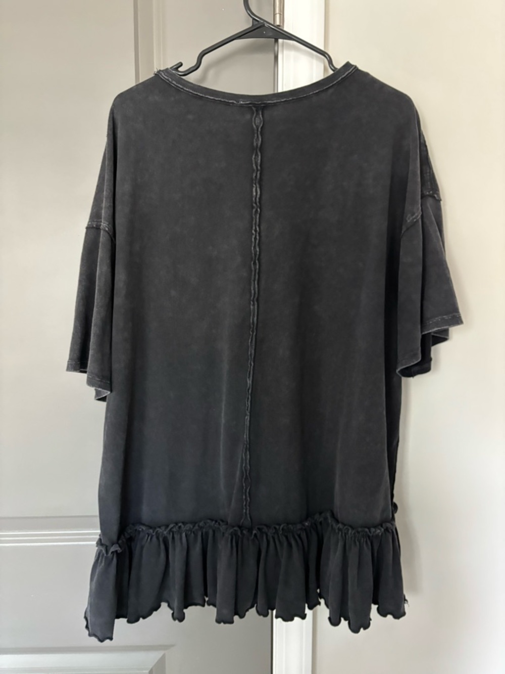 Double Zero Washed Black Ruffle Top - Picture 4 of 5